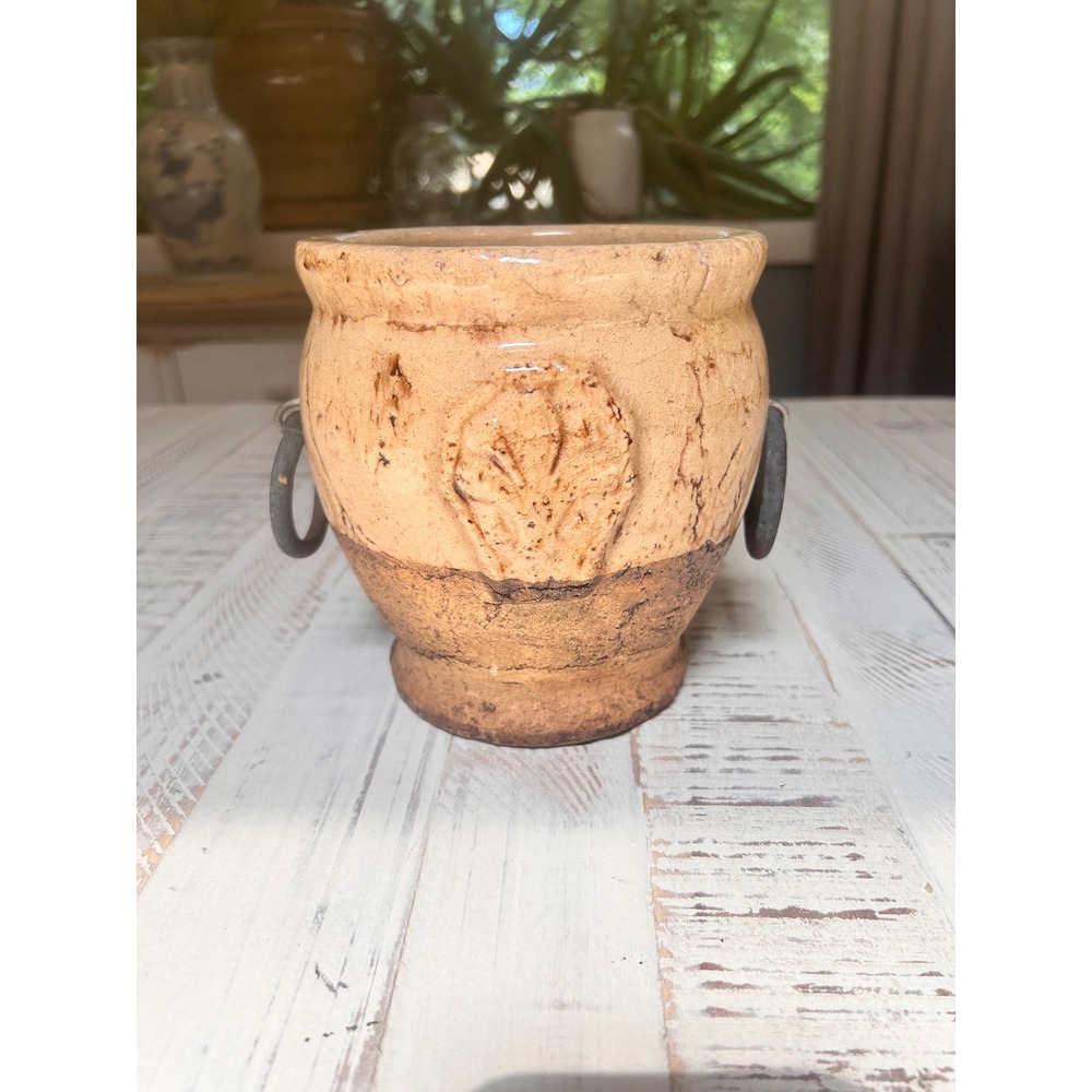 Authentic Vintage French Anduze Planter Pot, Glazed Terracotta, Wabi Sabi, 6"